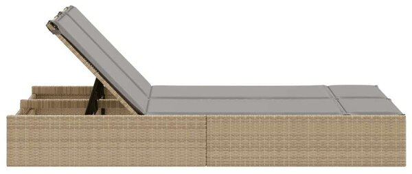 VidaXL Dupla Napozóágy - Polyrattan - Bézs - 200cm