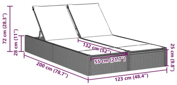 VidaXL Dupla Napozóágy - Polyrattan - Bézs - 200cm