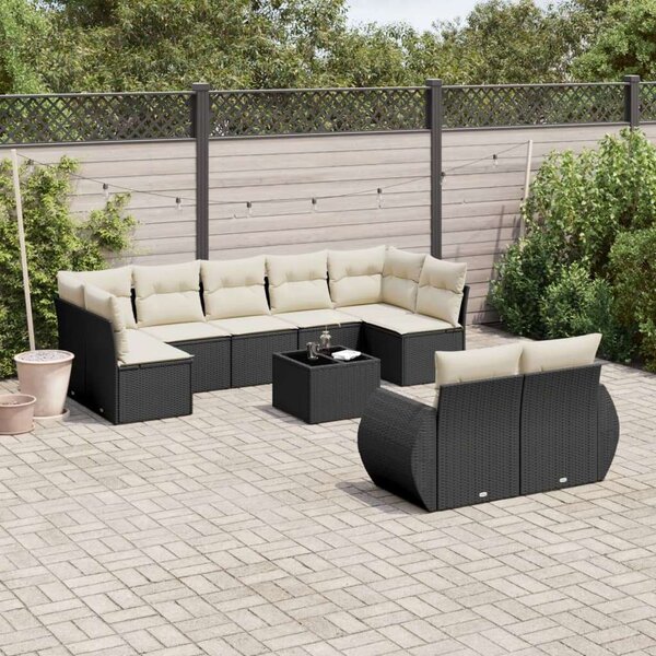 VidaXL Polyrattan Kerti Ülőgarnitúra - 10 részes - Fekete
