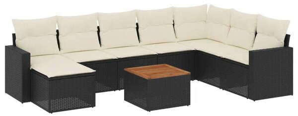 VidaXL Polyrattan Kerti Ülőgarnitúra - 9 részes - Fekete