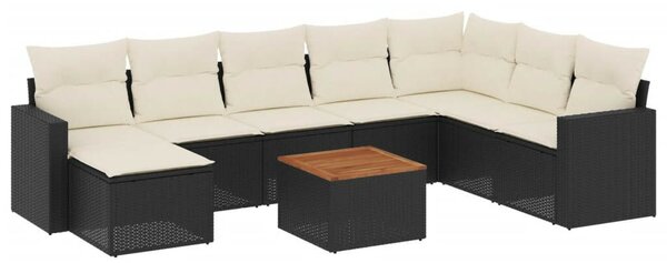 VidaXL Polyrattan Kerti Ülőgarnitúra - 9 részes - Fekete
