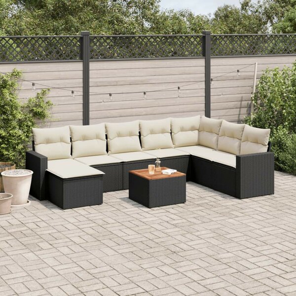VidaXL Polyrattan Kerti Ülőgarnitúra - 9 részes - Fekete