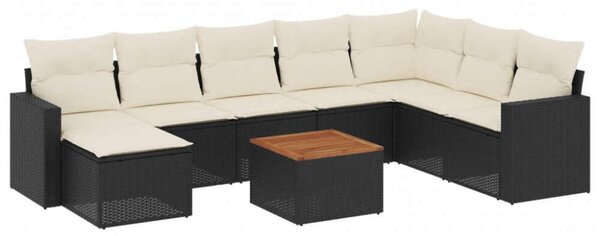 VidaXL Polyrattan Kerti Ülőgarnitúra - 9 részes - Fekete