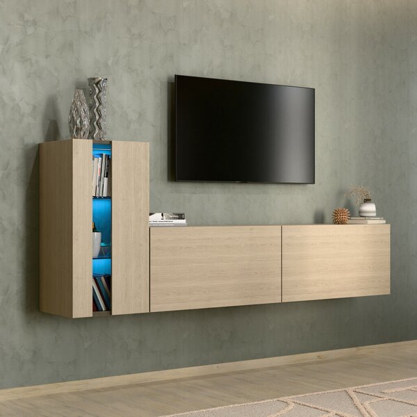 Intenso Concept-11 nappali faliszekrény sor - 200 cm (világos tölgy)