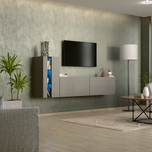 Intenso Concept-11 nappali faliszekrény sor - 200 cm (szürkésbarna)