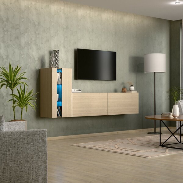 Intenso Concept-11 nappali faliszekrény sor - 200 cm (világos tölgy)