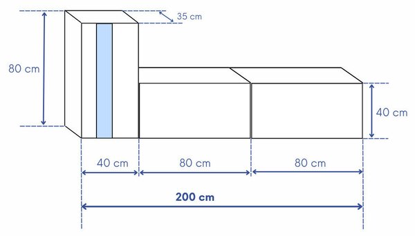 Intenso Concept-11 nappali faliszekrény sor - 200 cm (magasfényű fekete)