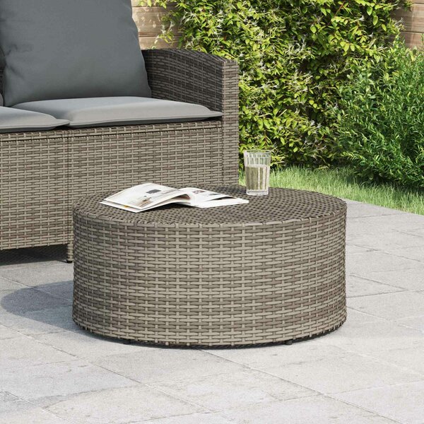 VidaXL Kültéri dohányzóasztal Szürke Ø 68 x 30 cm polirattan