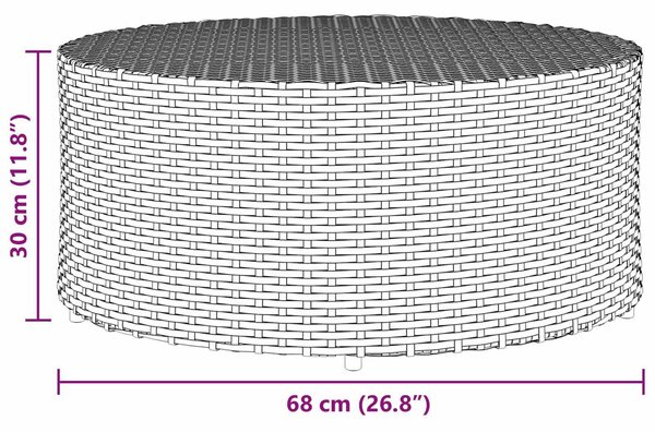 VidaXL Kültéri dohányzóasztal Szürke Ø 68 x 30 cm polirattan