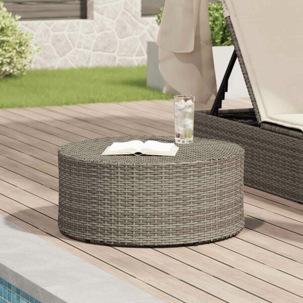 VidaXL Kültéri dohányzóasztal Szürke Ø 68 x 30 cm polirattan