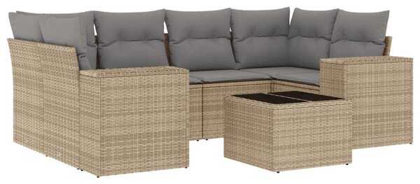 VidaXL Polyrattan Kerti Ülőgarnitúra - 7 részes, Bézs