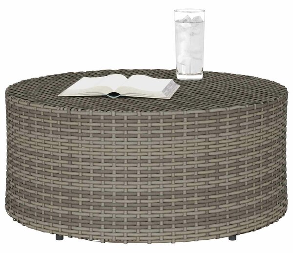 VidaXL Kültéri dohányzóasztal Szürke Ø 68 x 30 cm polirattan