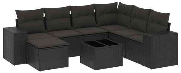 VidaXL Polyrattan Kerti Ülőgarnitúra - 8 részes - Fekete