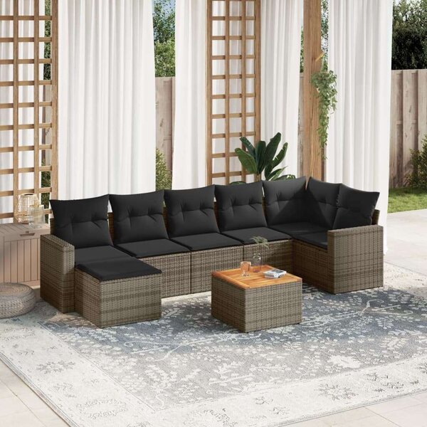 VidaXL Polyrattan Kerti Ülőgarnitúra - 8 részes - Szürke