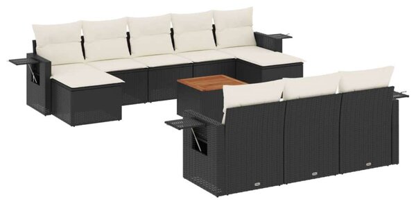 VidaXL Polyrattan Kerti Ülőgarnitúra - 11 részes - Fekete