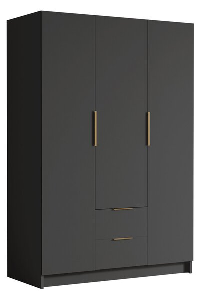 Gardróbszekrény Closico Calvron I, Laminált forgácslap, 216x150x60cm, Aranysárga, Fekete