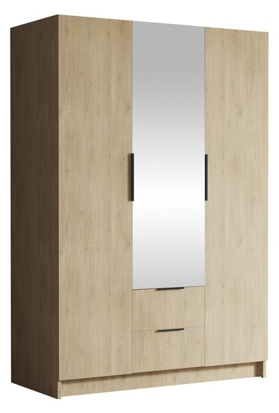 Gardróbszekrény Closico Calvron II, Laminált forgácslap, 216x150x60cm, Tölgy, Fekete