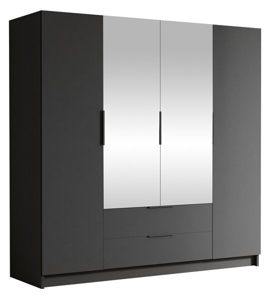 Gardróbszekrény Closico Cadron II, Laminált forgácslap, 216x200x60cm, Fekete
