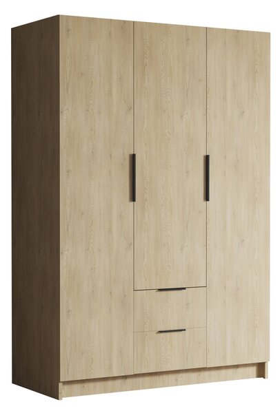 Gardróbszekrény Closico Calvron I, Laminált forgácslap, 216x150x60cm, Tölgy, Fekete