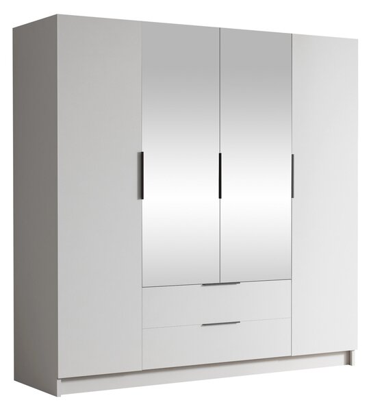 Gardróbszekrény Closico Cadron II, Laminált forgácslap, 216x200x60cm, Fekete, Fehér