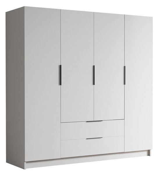 Gardróbszekrény Closico Cadron I, Laminált forgácslap, 216x200x60cm, Fehér, Fekete