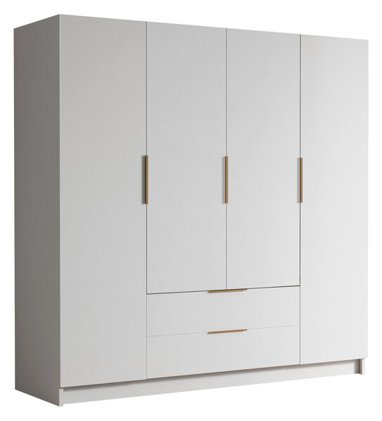 Gardróbszekrény Closico Cadron I, Laminált forgácslap, 216x200x60cm, Aranysárga, Fehér