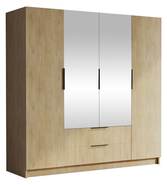 Gardróbszekrény Closico Cadron II, Laminált forgácslap, 216x200x60cm, Tölgy, Fekete