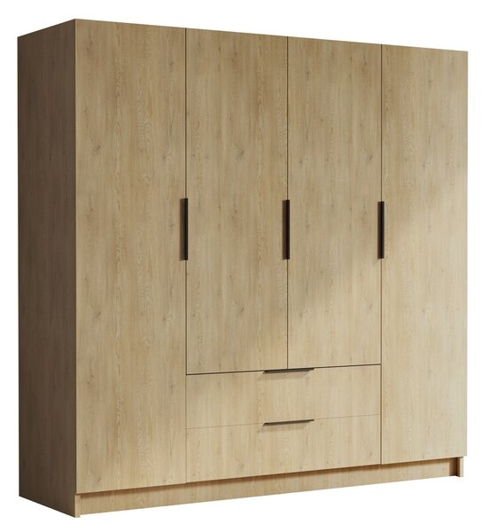Gardróbszekrény Closico Cadron I, Laminált forgácslap, 216x200x60cm, Fekete, Tölgy