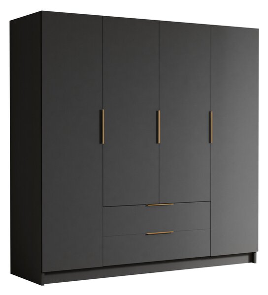 Gardróbszekrény Closico Cadron I, Laminált forgácslap, 216x200x60cm, Aranysárga, Fekete