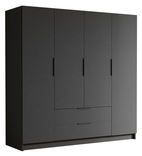 Gardróbszekrény Closico Cadron I, Laminált forgácslap, 216x200x60cm, Fekete