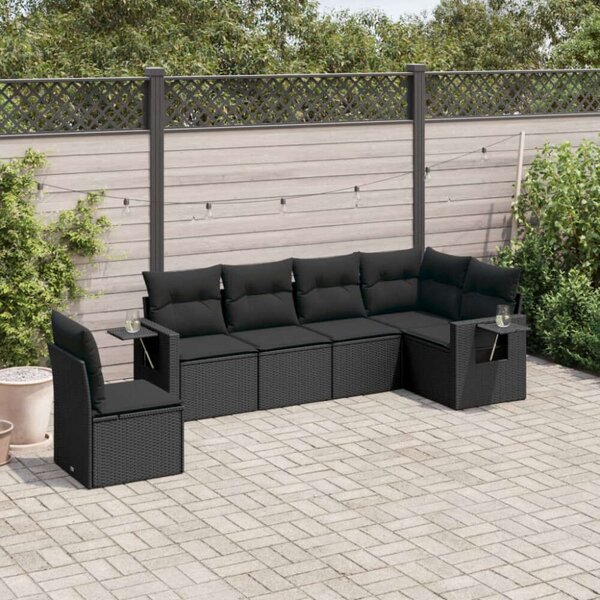 VidaXL Polyrattan Kerti Ülőgarnitúra - 6 részes - Fekete