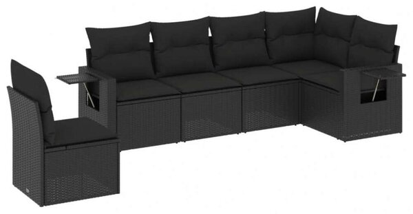 VidaXL Polyrattan Kerti Ülőgarnitúra - 6 részes - Fekete