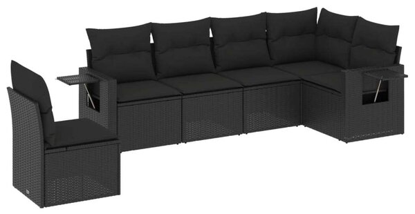 VidaXL Polyrattan Kerti Ülőgarnitúra - 6 részes - Fekete
