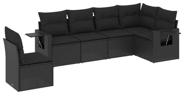 VidaXL Polyrattan Kerti Ülőgarnitúra - 6 részes - Fekete