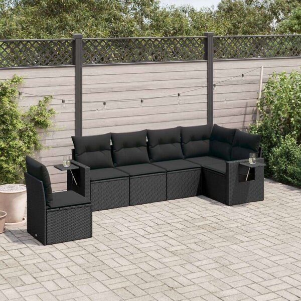 VidaXL Polyrattan Kerti Ülőgarnitúra - 6 részes - Fekete