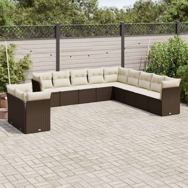 VidaXL Polyrattan Kerti Ülőgarnitúra - 11 részes - Barna