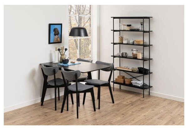 Fekete polcos állvány kőrisfa dekorral 94x172 cm Angus – Actona