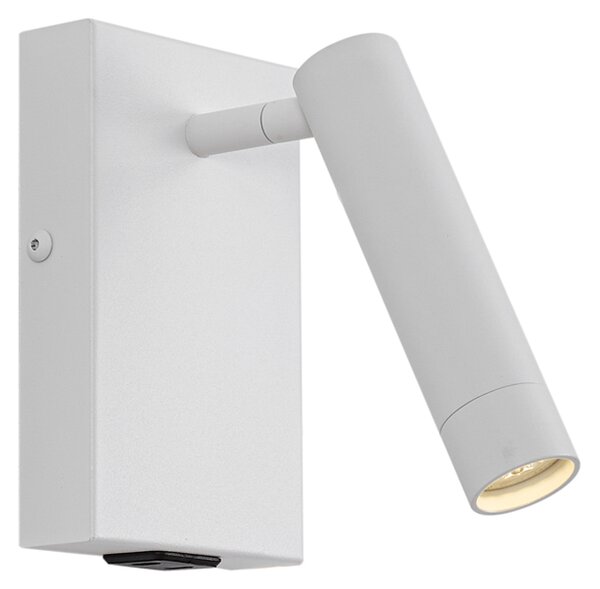 Modern, állítható fehér fali lámpa USB-C csatlakozóval - Croft
