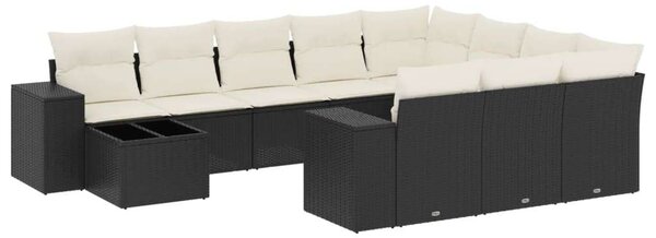 VidaXL Polyrattan Kerti Ülőgarnitúra - 11 részes - Fekete