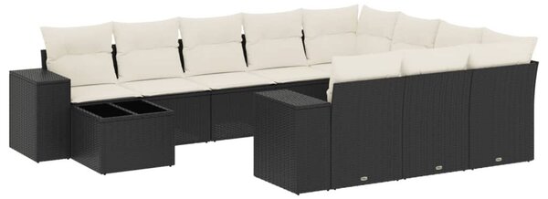 VidaXL Polyrattan Kerti Ülőgarnitúra - 11 részes - Fekete