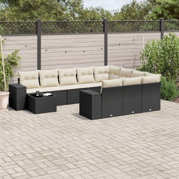 VidaXL Polyrattan Kerti Ülőgarnitúra - 11 részes - Fekete