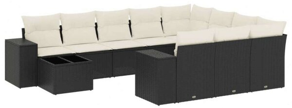 VidaXL Polyrattan Kerti Ülőgarnitúra - 11 részes - Fekete