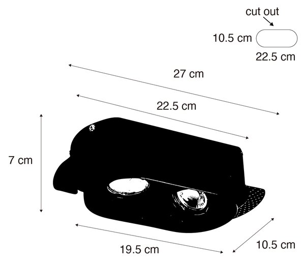 Kerek beépíthető spotlámpa fekete GU10 50 mm 2-fényes - Hubs
