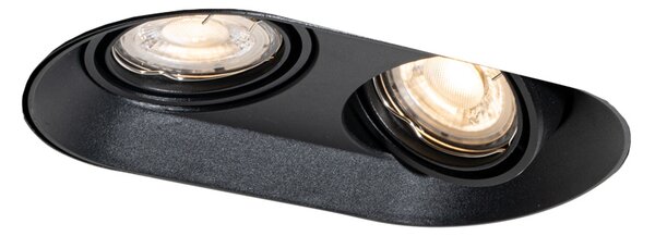 Kerek beépíthető spotlámpa fekete GU10 50 mm 2-fényes - Hubs