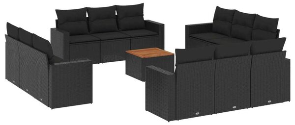 VidaXL Polyrattan Kerti Ülőgarnitúra - 13 részes - Fekete