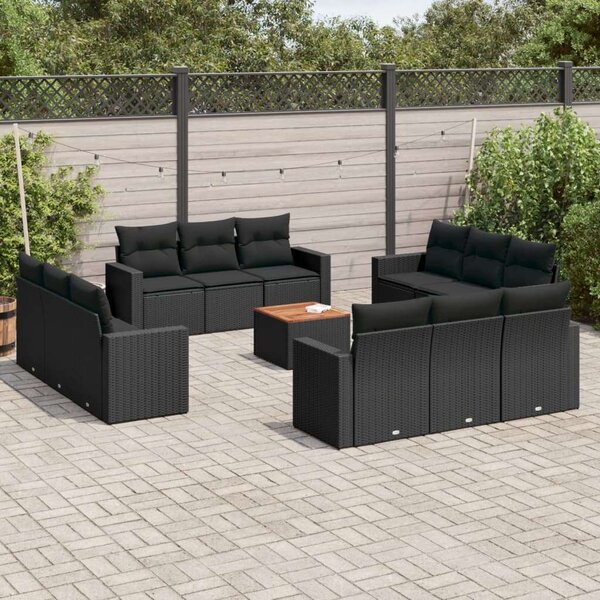 VidaXL Polyrattan Kerti Ülőgarnitúra - 13 részes - Fekete