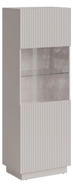 Könyvespolc Lingua I, Zárt, Ajtókkal, Laminált forgácslap, Edzett üveg, Közepes sűrűségű farostlemez, 178x60x42cm, Kasmír