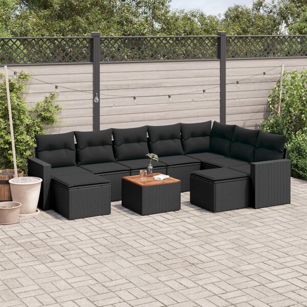 VidaXL Polyrattan Kerti Ülőgarnitúra - 10 részes - Fekete