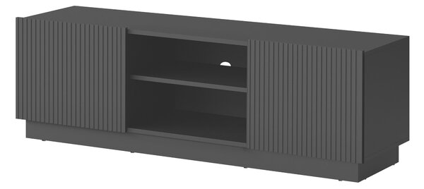 TV-állvány Lingua, Közepes sűrűségű farostlemez, Laminált forgácslap, 48x150x42cm, Fekete