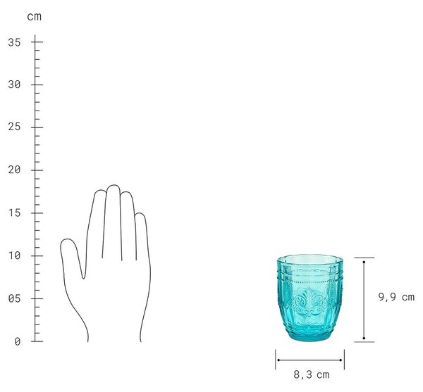 VICTORIAN vizes pohár, türkiz 250 ml
